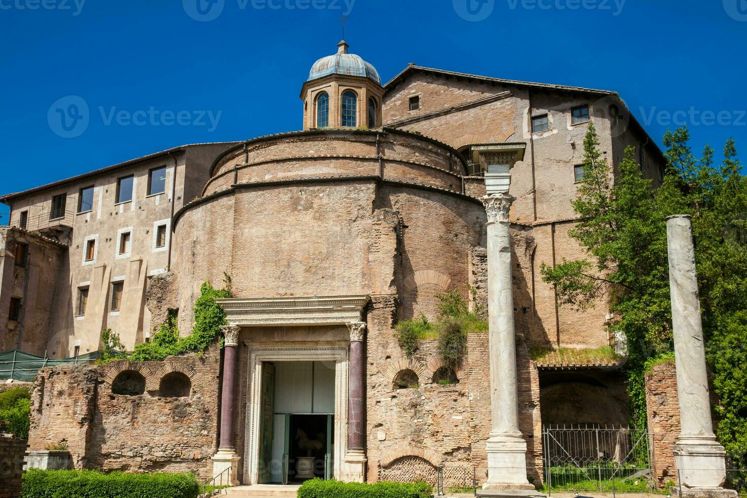 Ancient Romulus Temple at the Roman Forum in Rome photo