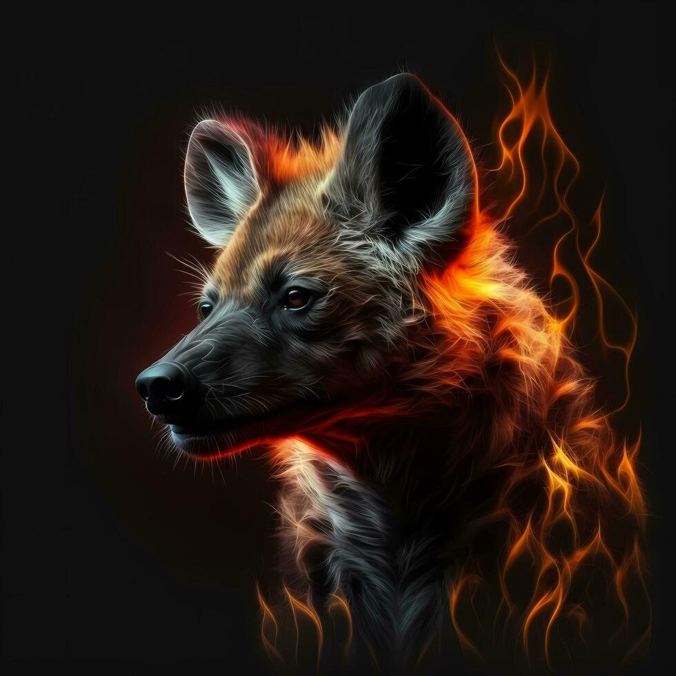 flaming hyena ai generative photo