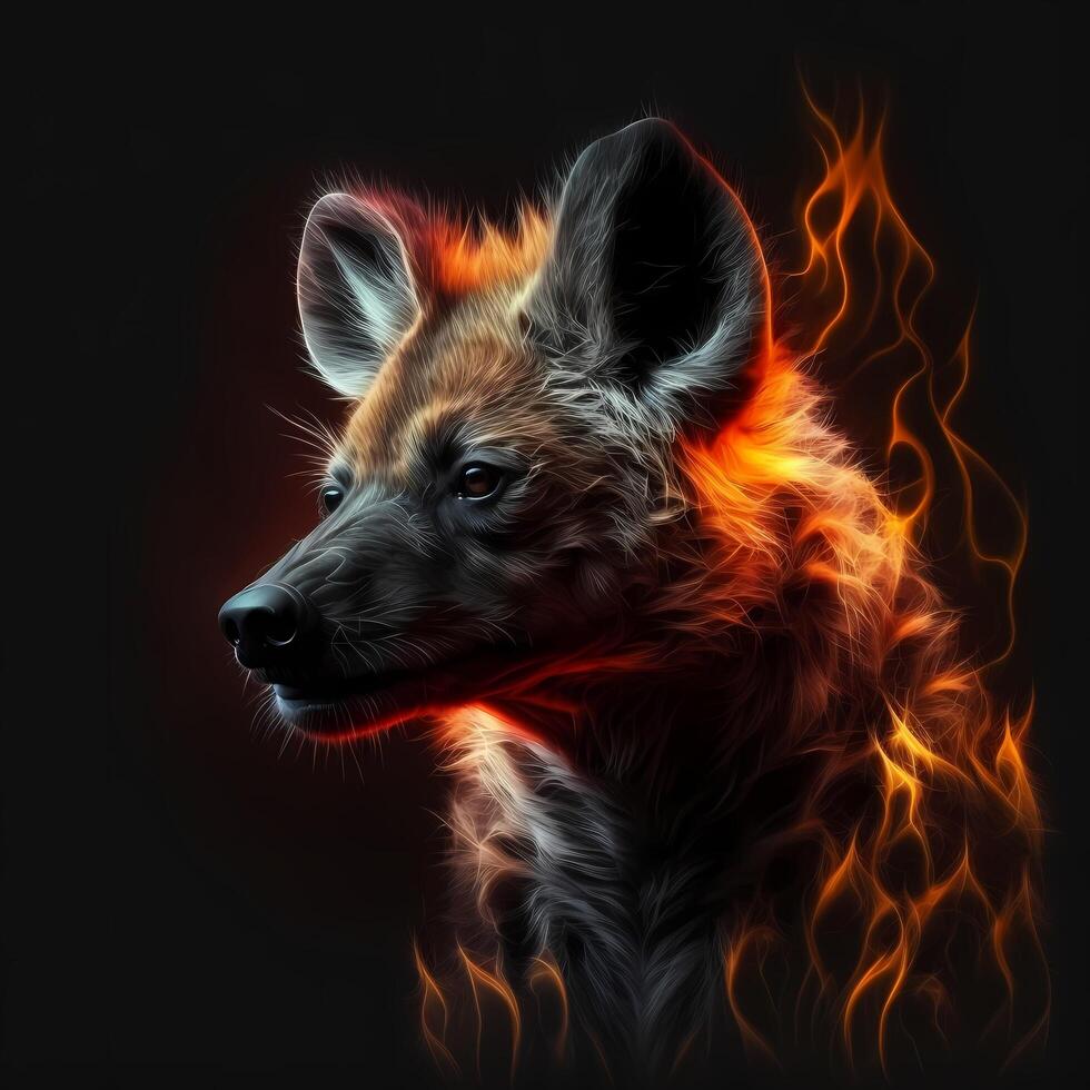 flaming hyena ai generative photo