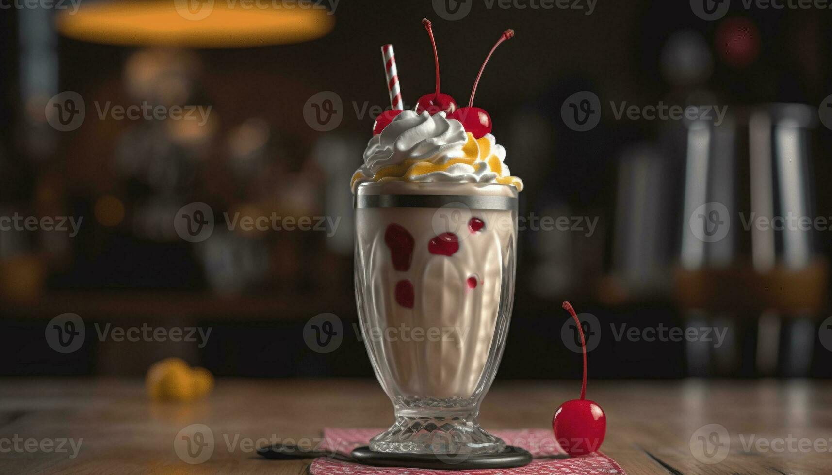 gastrónomo postre mesa con dulce baya indulgencia generado por ai foto