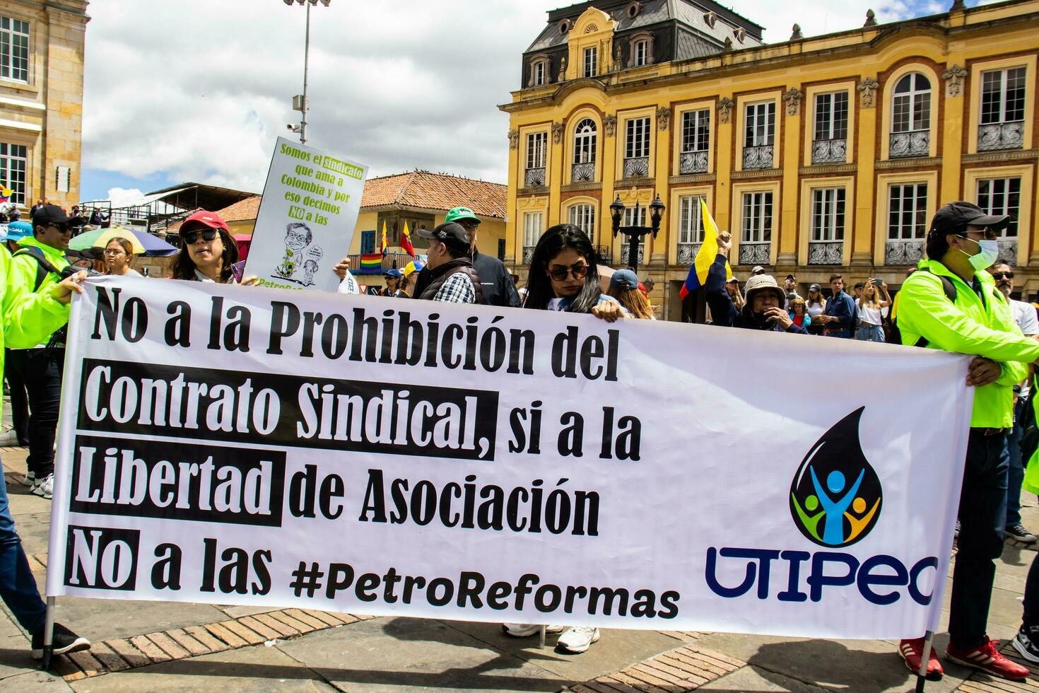 Bogota, Colombia, June 2023, Peaceful protest marches against the government of Gustavo Petro called La Marcha de la Mayoria photo