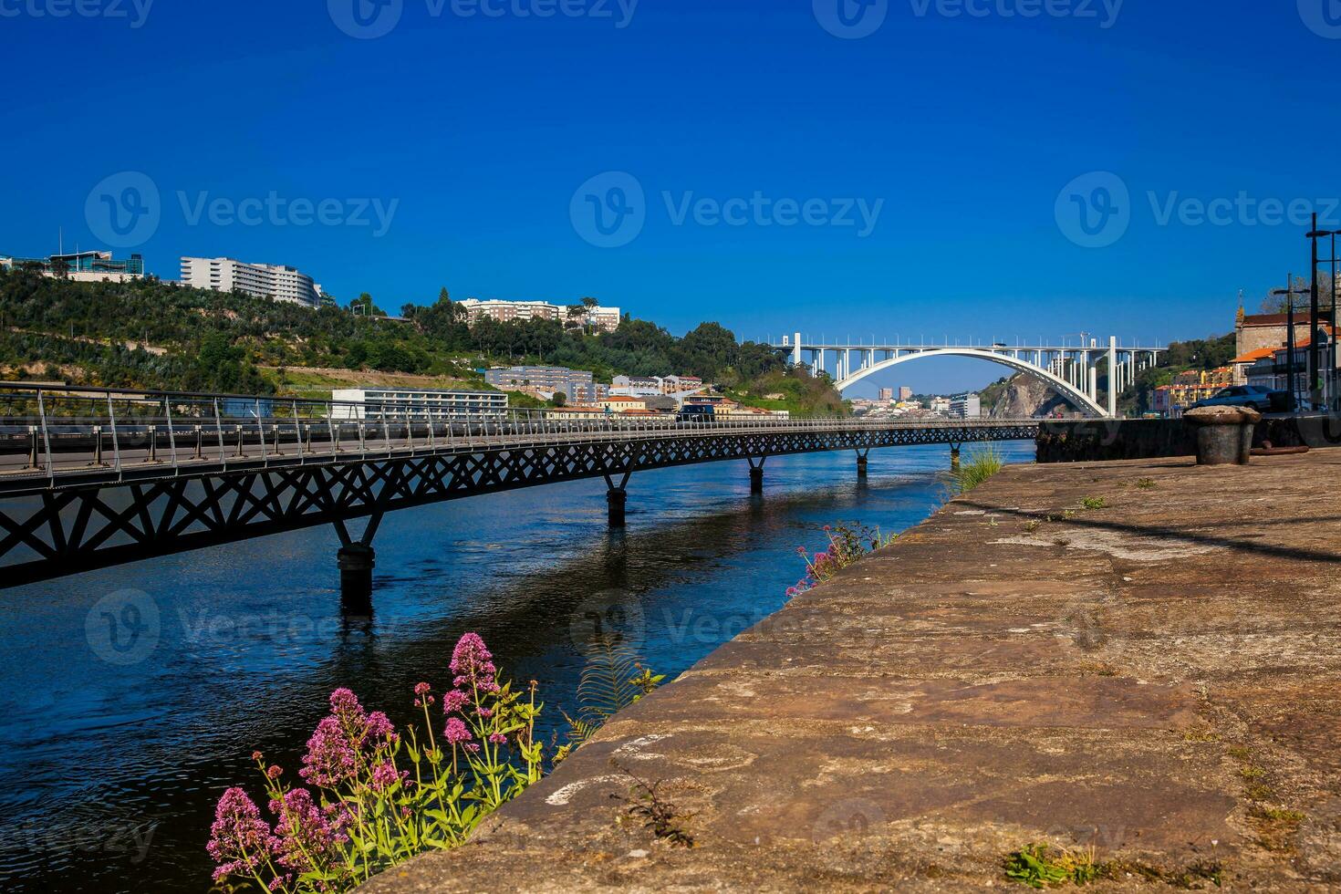 View of the Cais das Pedras Viaduct in Porto photo