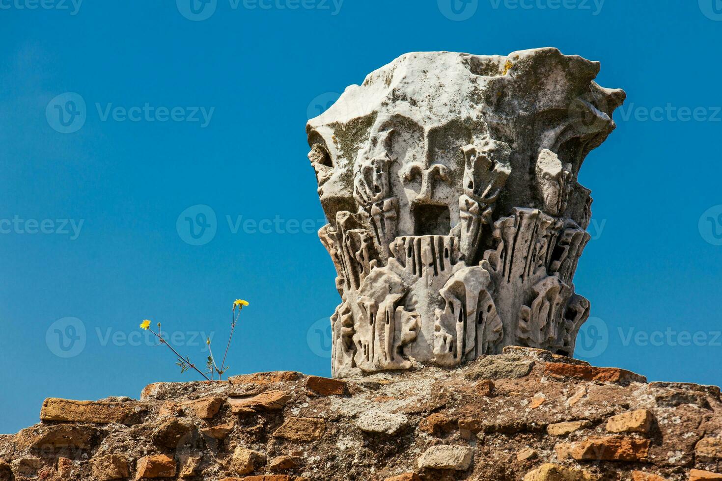 Remains of columns of the ancient buildings at the Roman Forum in Rome photo