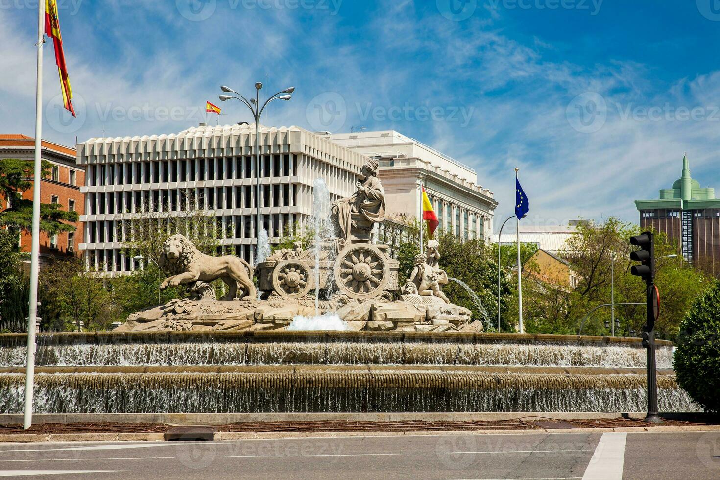 The famous monumental Cibeles fountain located in the square of the same name built on 1782 at Madrid city center photo