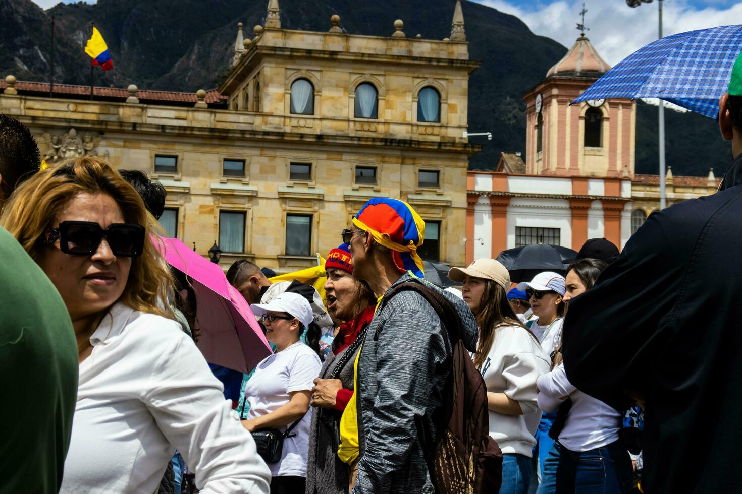 Bogota, Colombia, June 2023, Peaceful protest marches against the government of Gustavo Petro called La Marcha de la Mayoria photo