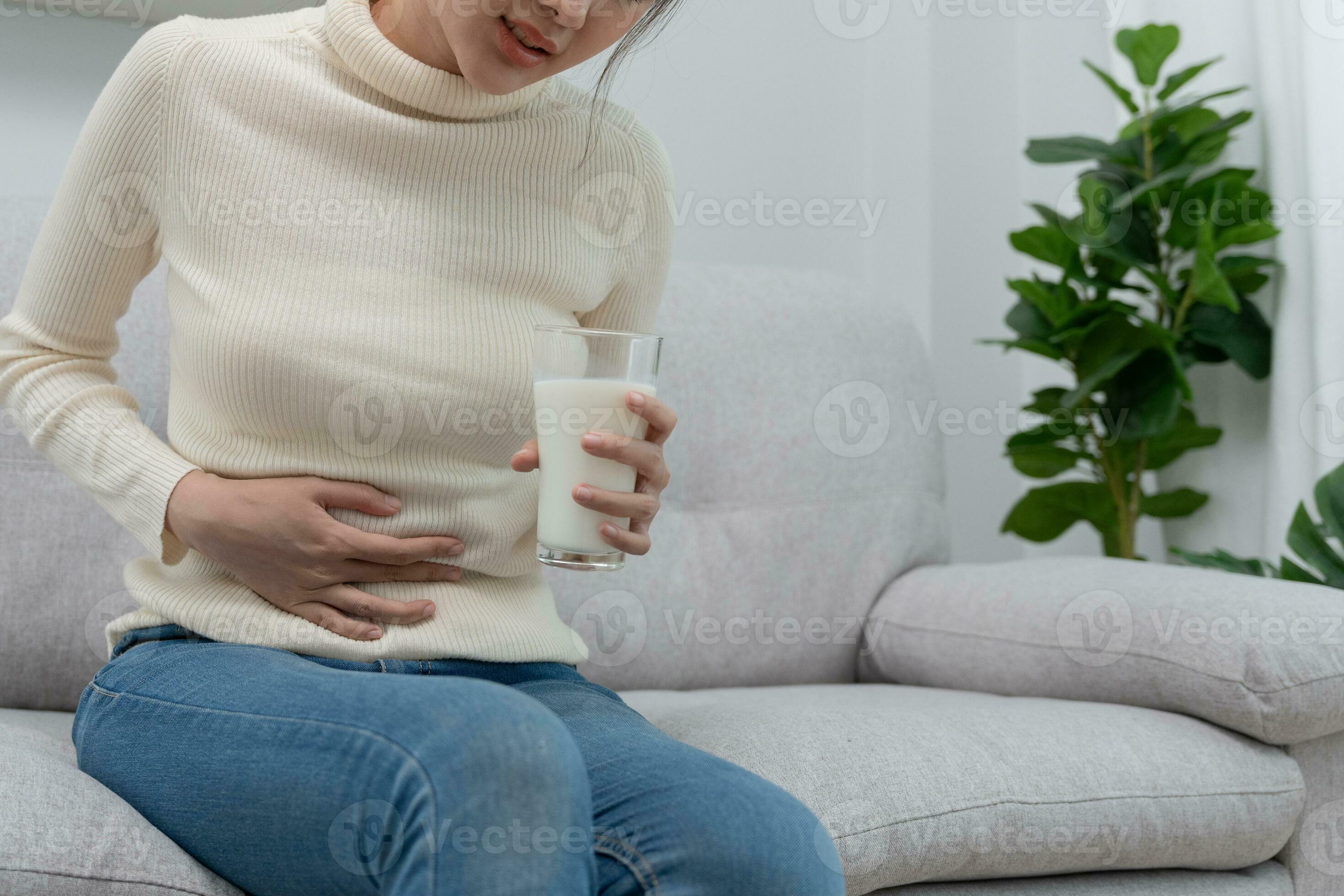 Milk allergens, Sick sad unhealthy ill allergic woman, runny stuffy