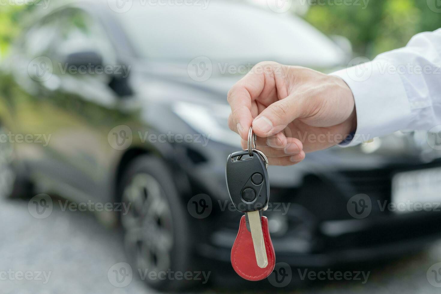 lease, rental car, sell, buy. Dealership manager send car keys to the new owner.  Sales, loan credit financial, rent vehicle, insurance,  renting, Seller, dealer, installment, car care business photo