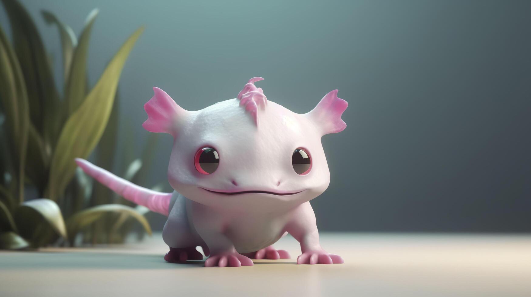 Cute cartoon 3d axolotl. . photo
