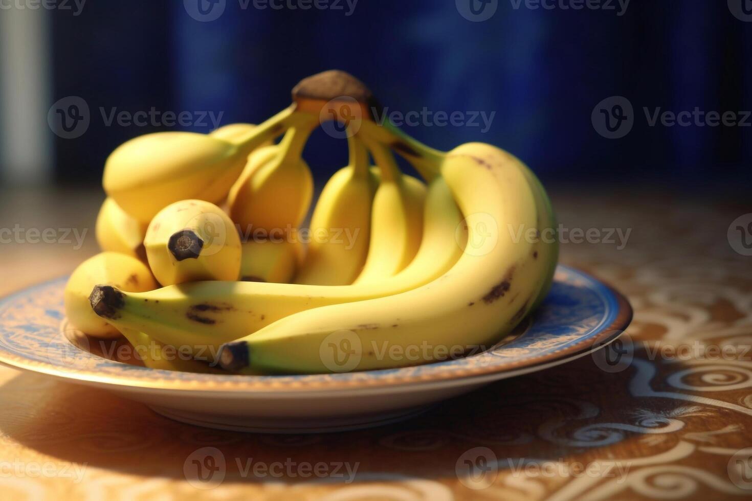 Juicy delicious banana lies on a beautiful plate, photo