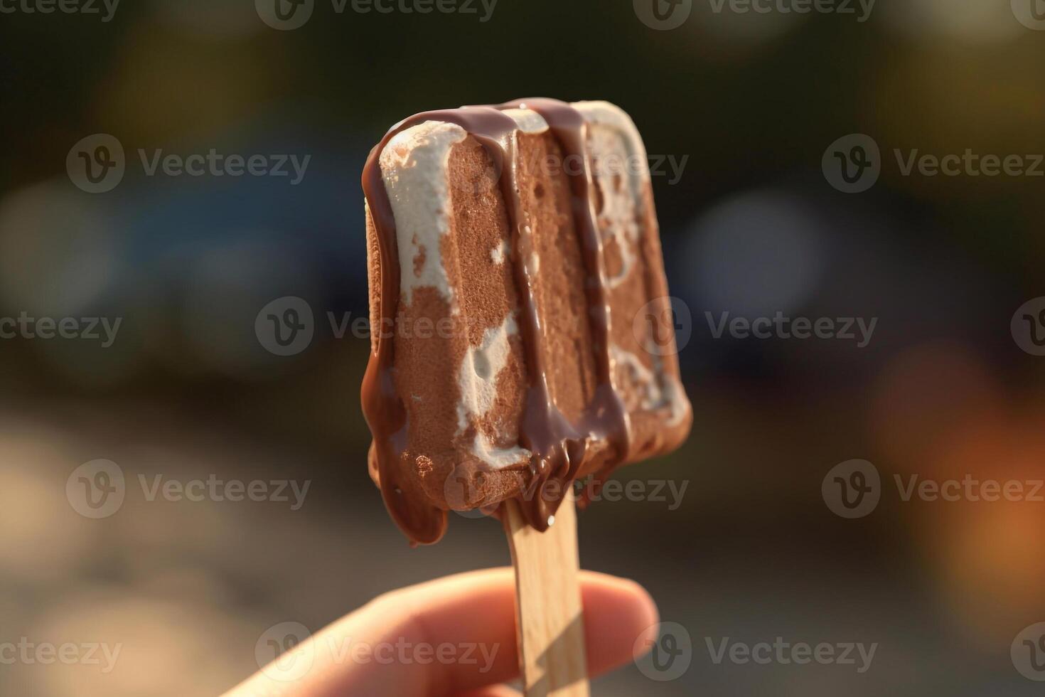 Delicious beautiful ice cream on bright background, Ai generated photo