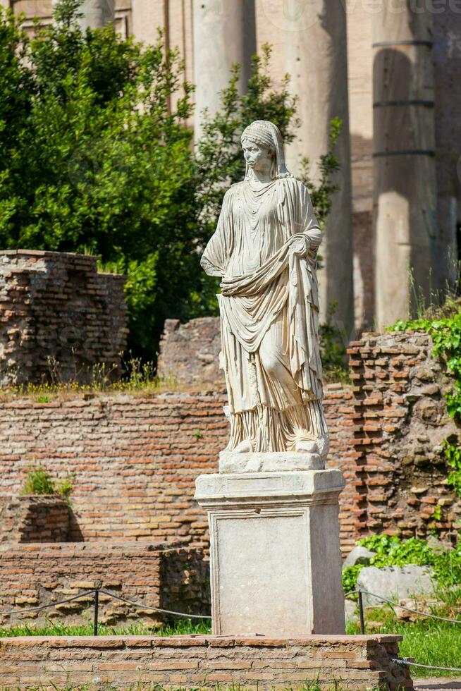 Ancient ruins of the House of the Vestal Virgins at the Roman Forum in Rome photo