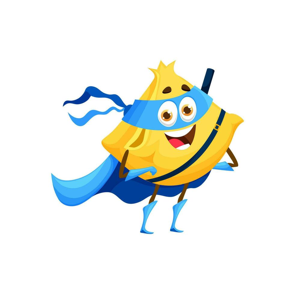 Cartoon fagottini pasta superhero funny character vector