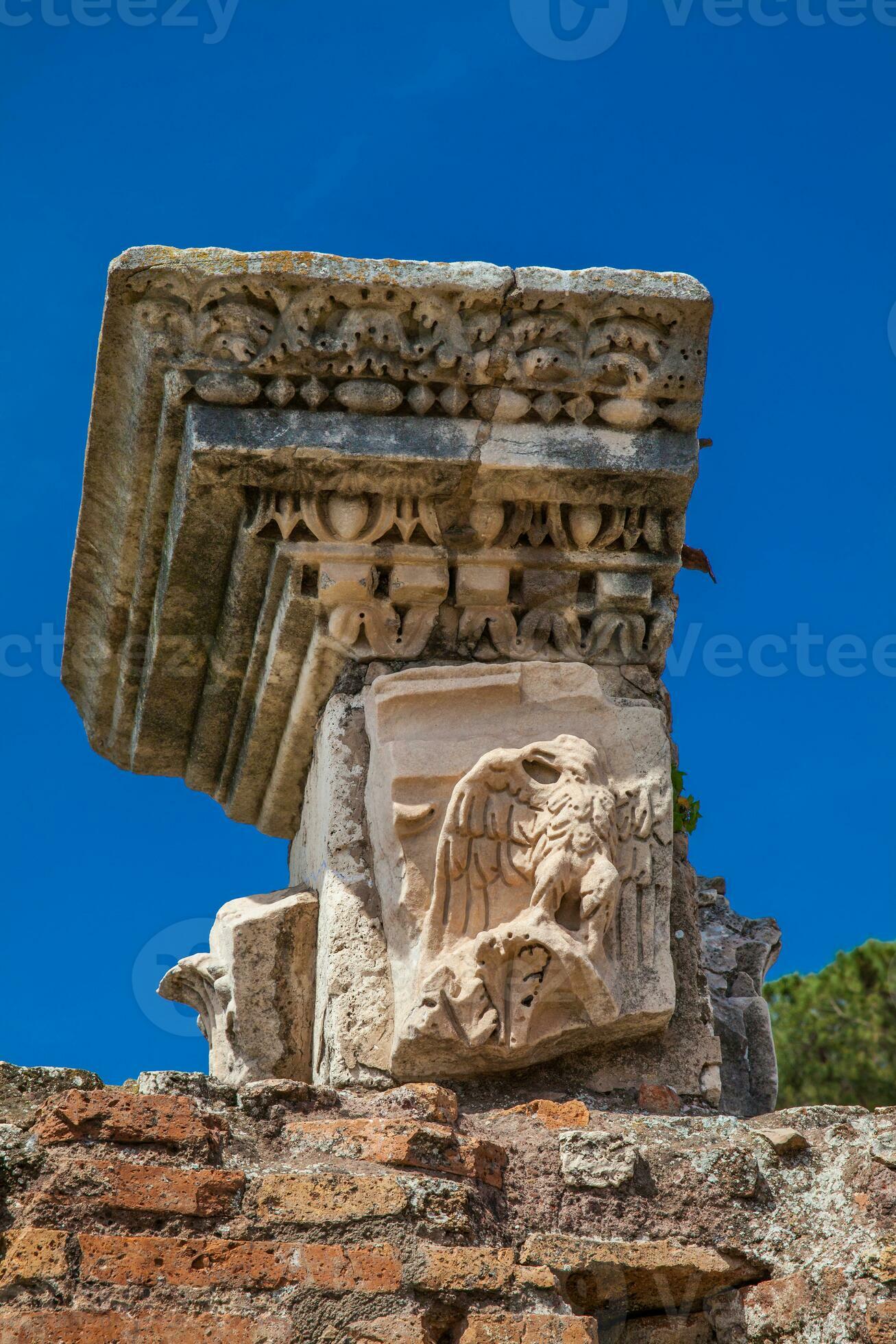 Detail of the ancient columns at the ruins of the Domus Augustana on