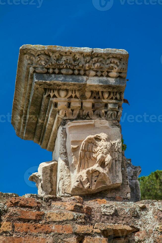 Detail  of the ancient columns at the ruins of the Domus Augustana on Palatine Hill in Rome photo