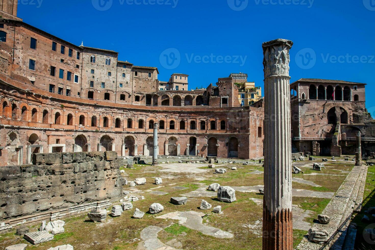 Ancient ruins of the Market of Trajan thought to be the  oldest shopping mall of the world built in in 100-110 AD in the city of Rome photo
