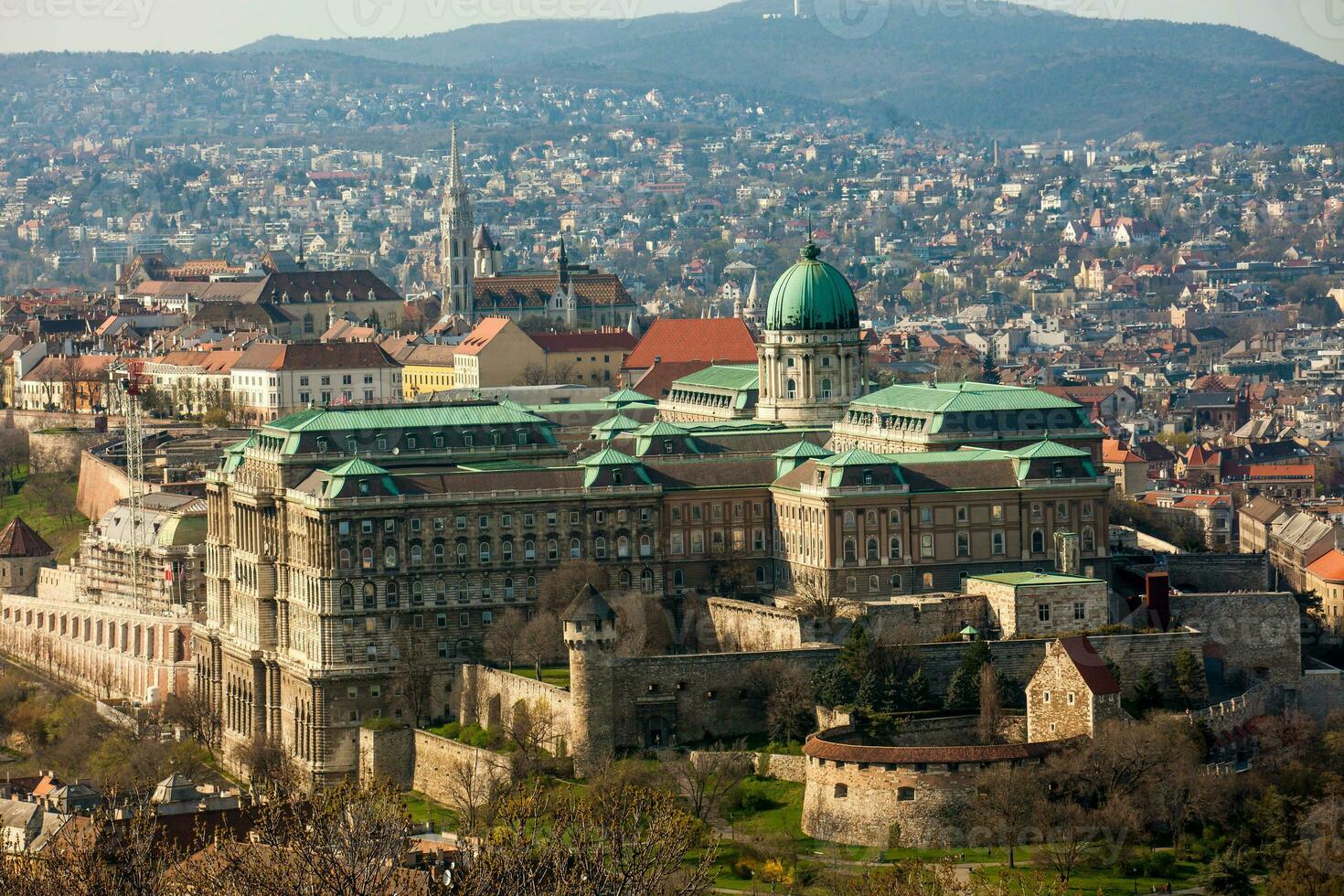 View of the Buda bank of the Budapest city in a beautiful early spring day photo