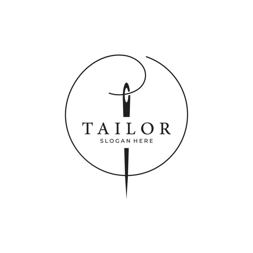 Tailor logo template design with needle and thread concept.Logo for tailor,clothing,boutique. vector