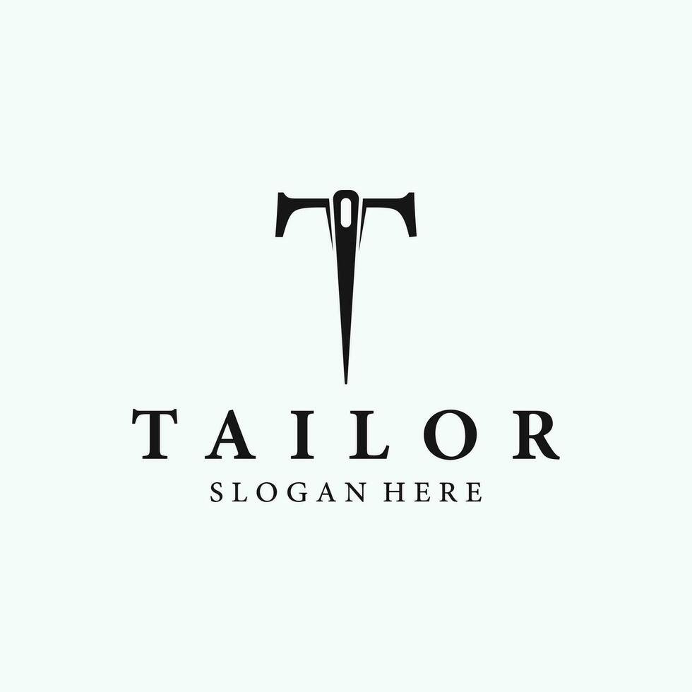 Tailor logo template design with needle and thread concept.Logo for tailor,clothing,boutique. vector