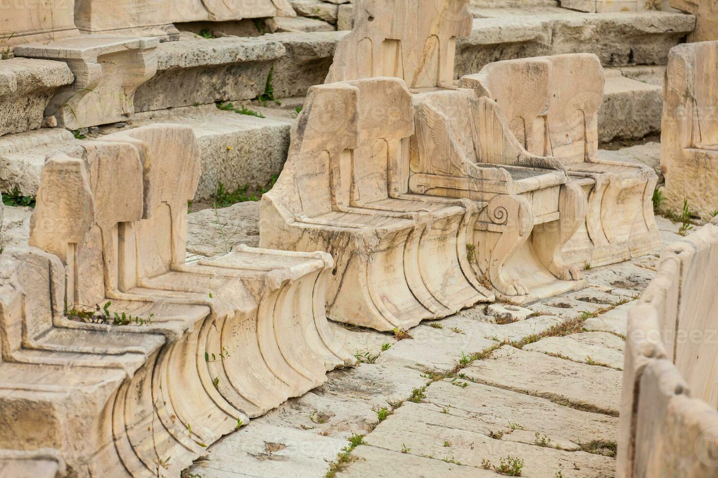 Detail of the seating at the Theatre of Dionysus Eleuthereus the major theatre in Athens dated to the 6th century BC photo