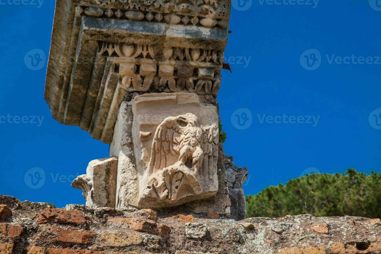 Detail  of the ancient columns at the ruins of the Domus Augustana on Palatine Hill in Rome photo