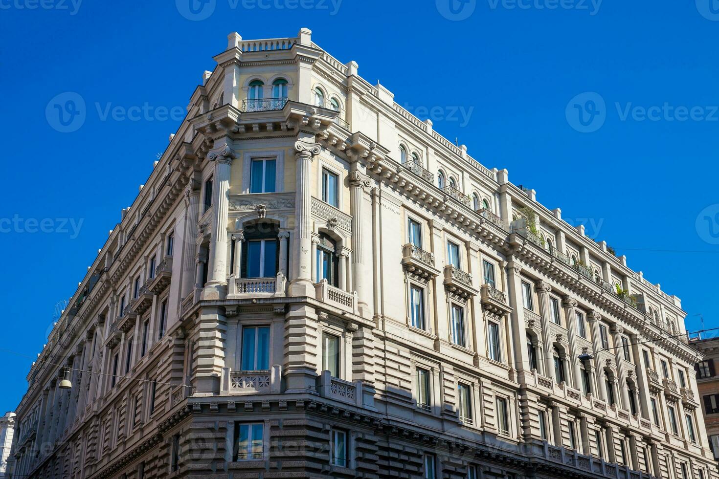 Beautiful architecture of the antique buildings at Rome city center photo