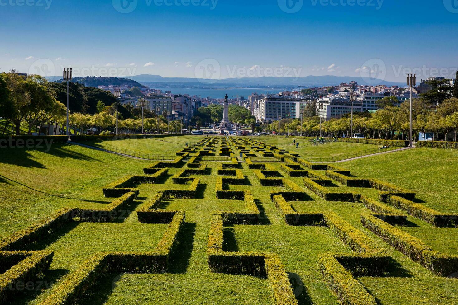 The Eduardo VII Park in a beautiful early spring day at the city of Lisbon in Portugal photo