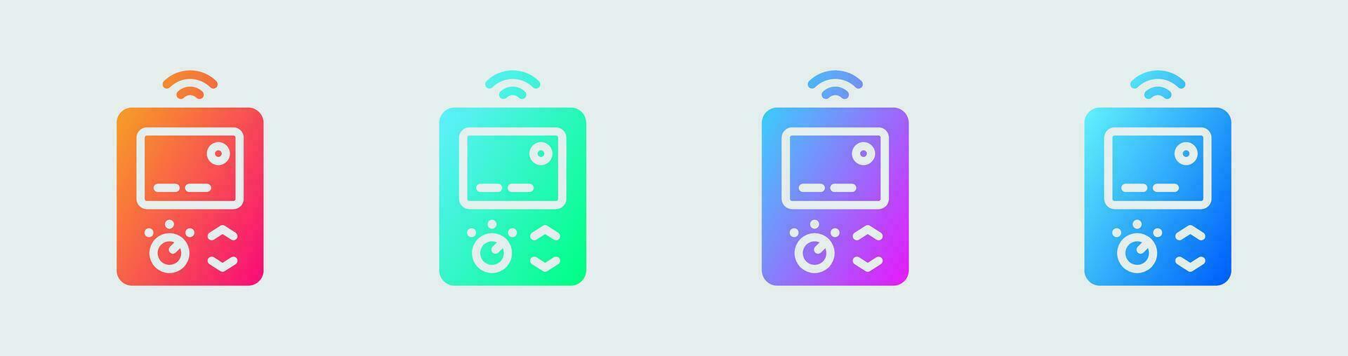Thermostat solid icon in gradient colors. Temperature technology signs vector illustration.