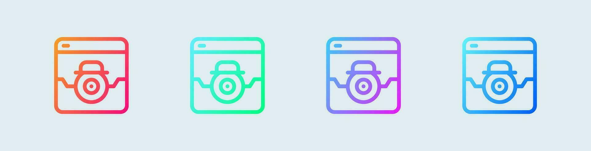 Spyware line icon in gradient colors. Cyber protection signs vector illustration.