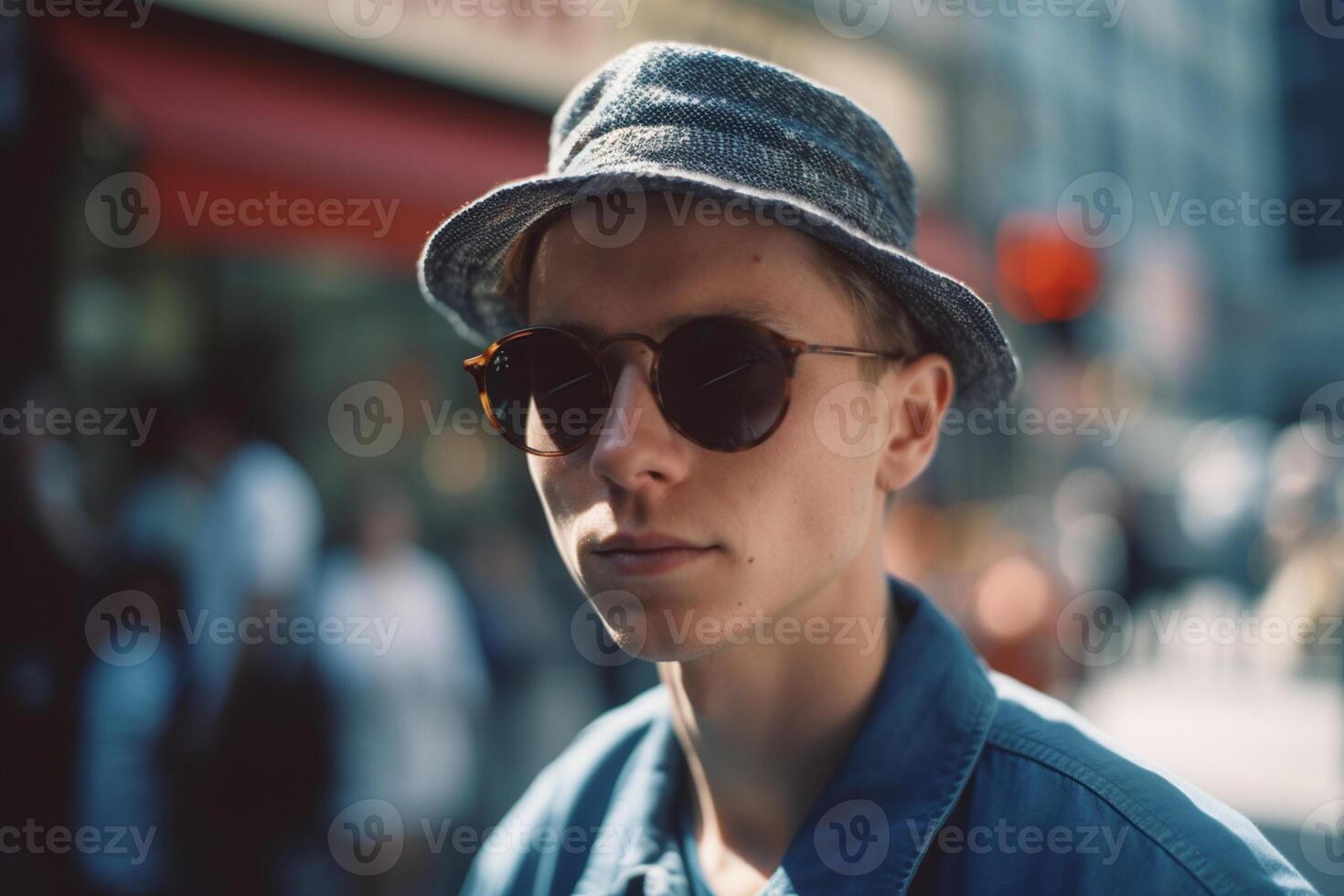 Portrait of a handsome young man on the street photo