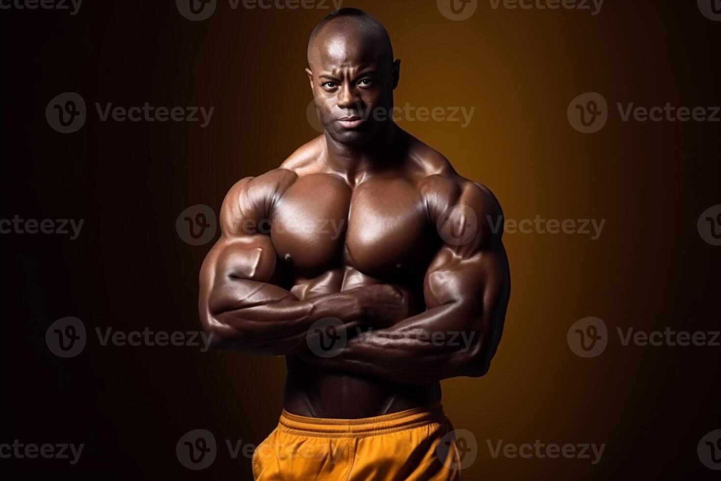 ai generativo hermoso joven hombre con muscular cuerpo posando terminado negro antecedentes. foto