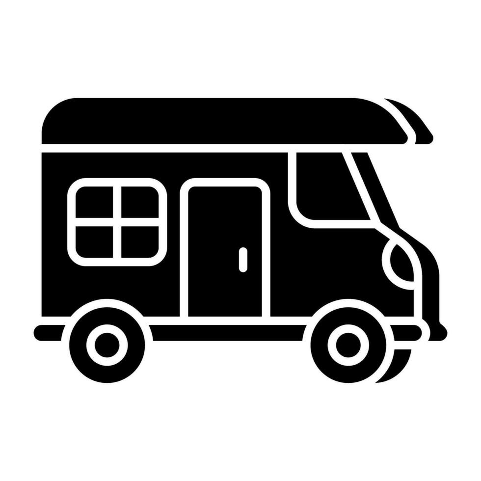 An editable design icon of camping van vector