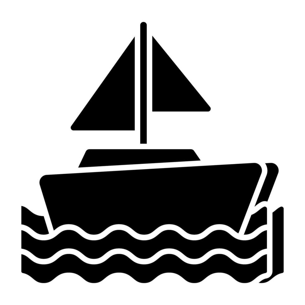 un sólido diseño icono de remo barco vector
