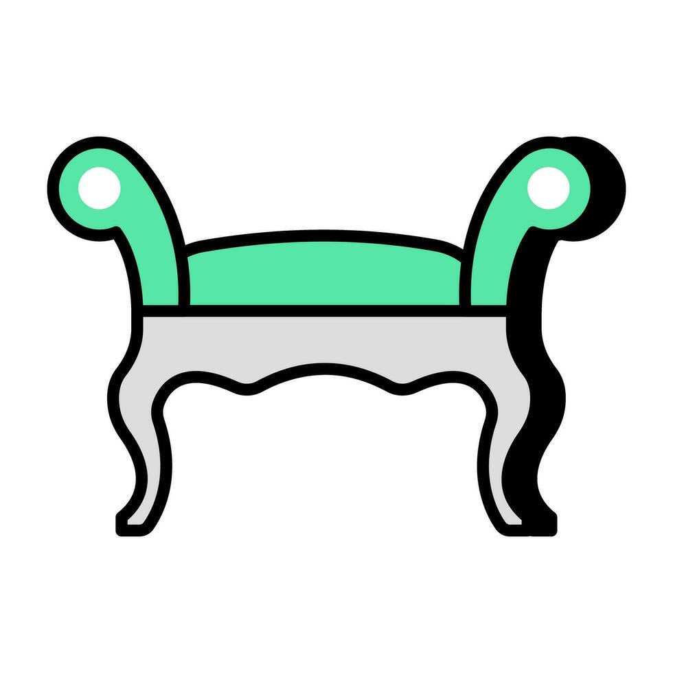 único diseño icono de escotado por detrás sofá vector