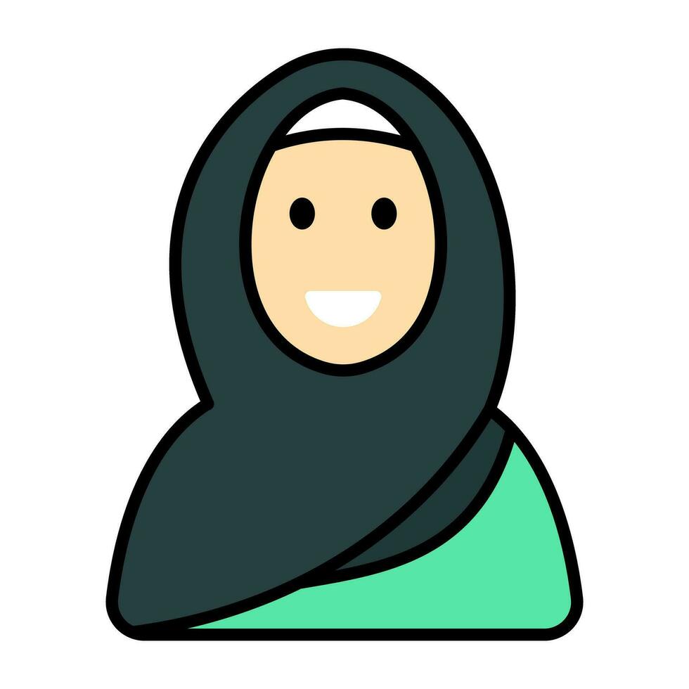 Editable design icon of hijab girl vector