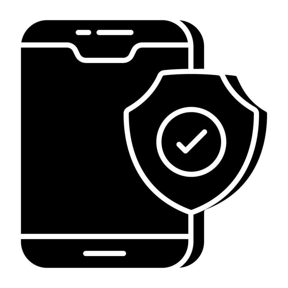 Conceptual solid design icon of mobile security vector