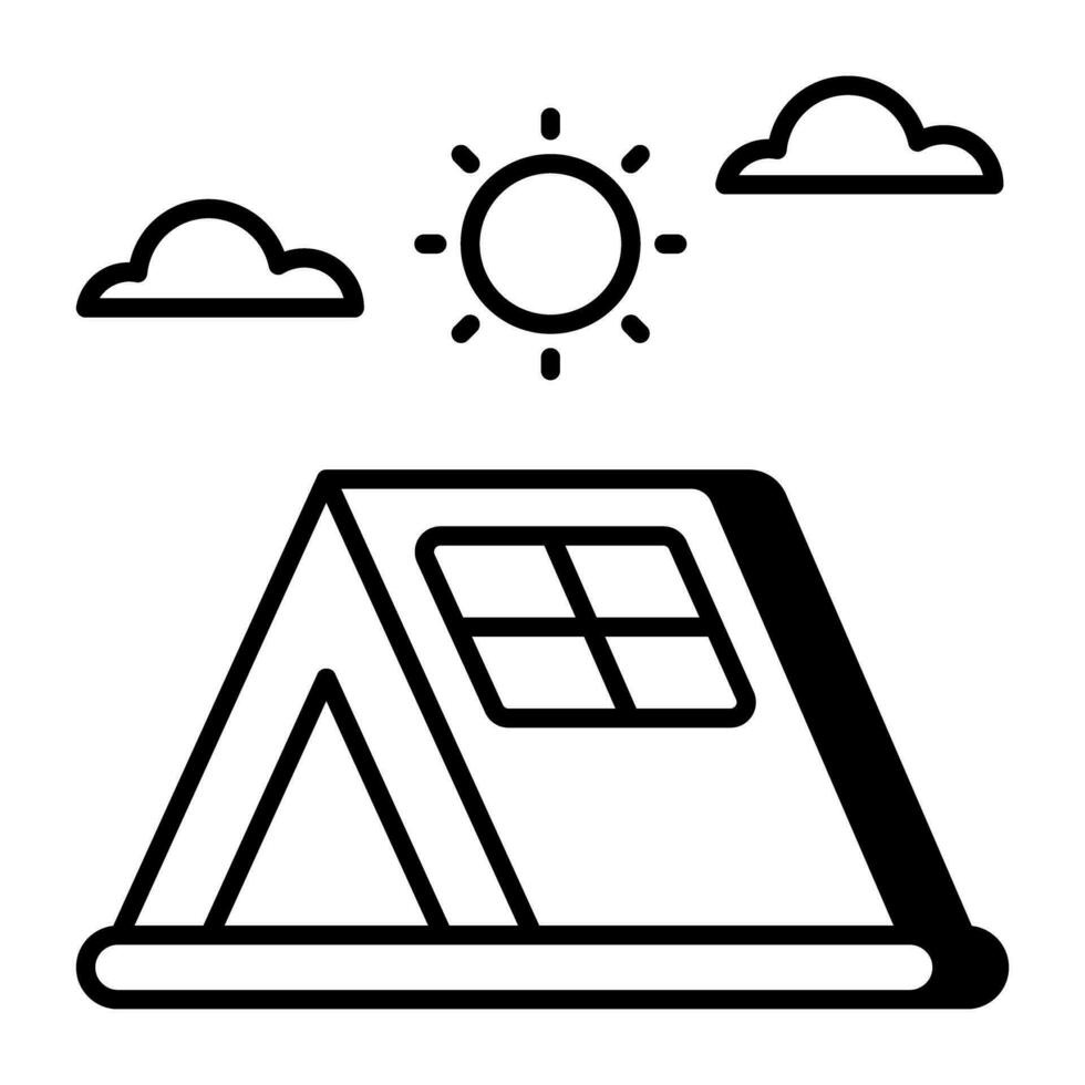 A linear design icon of camp vector