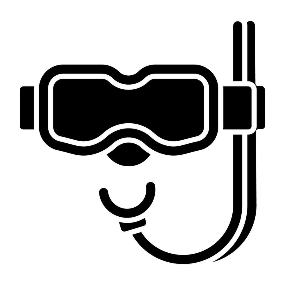 Oxygen pipe with goggles, icon of snorkeling mask vector