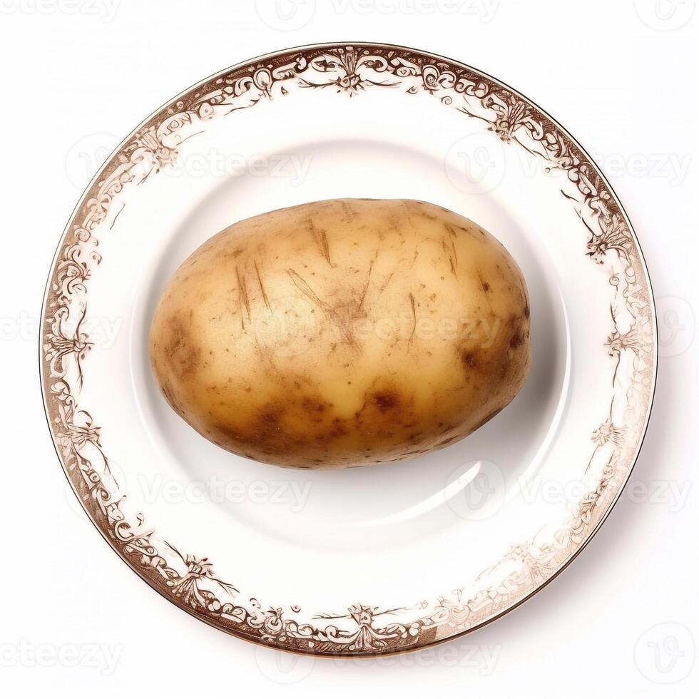 Juicy delicious potato lies on beautiful plate, Ai generated photo