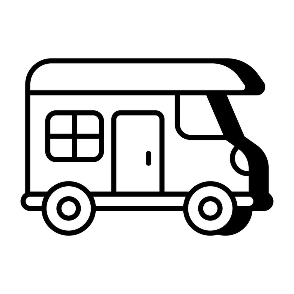 An editable design icon of camping van vector