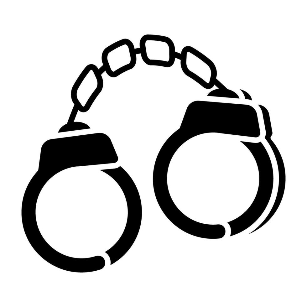 A solid design icon of handcuffs vector