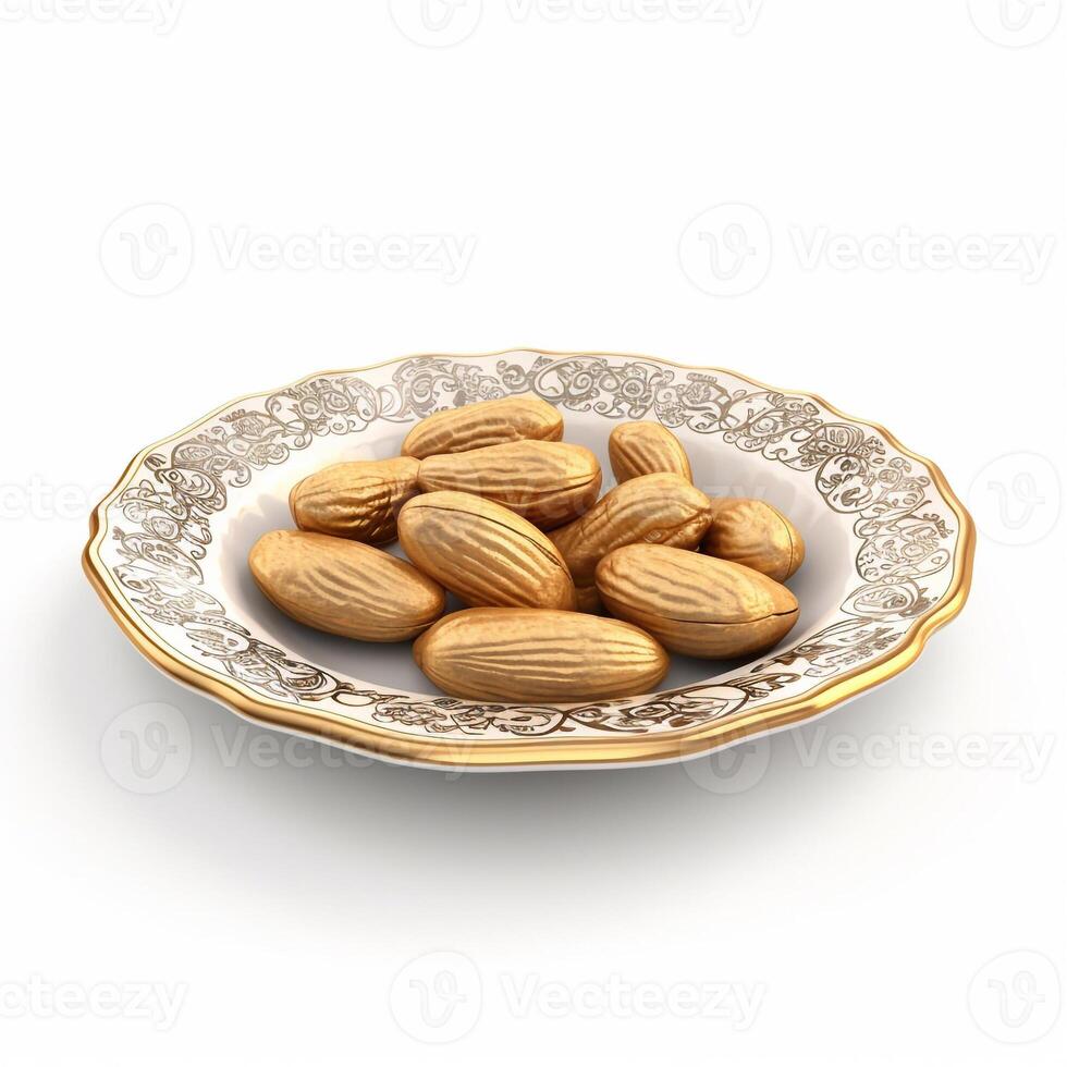 delicious nut peanut lies on beautiful plate, Ai generated photo