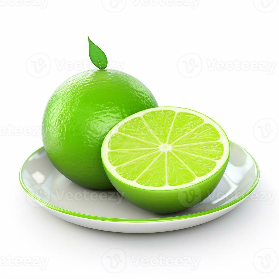 Juicy delicious lime lies on beautiful plate, Ai generated photo