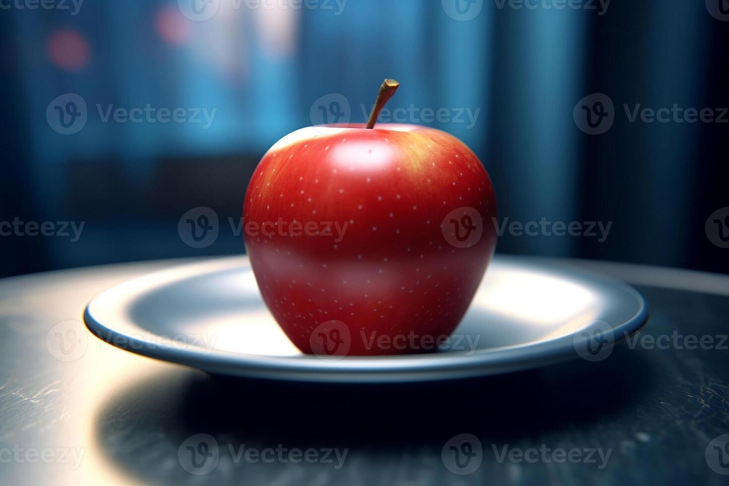 Juicy delicious apple lies on a beautiful plate, photo