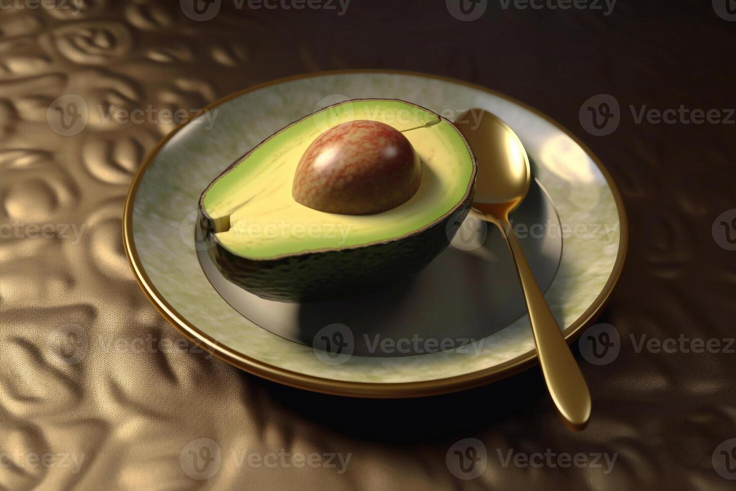 jugoso delicioso aguacate mentiras en un hermosa lámina, ai generado foto