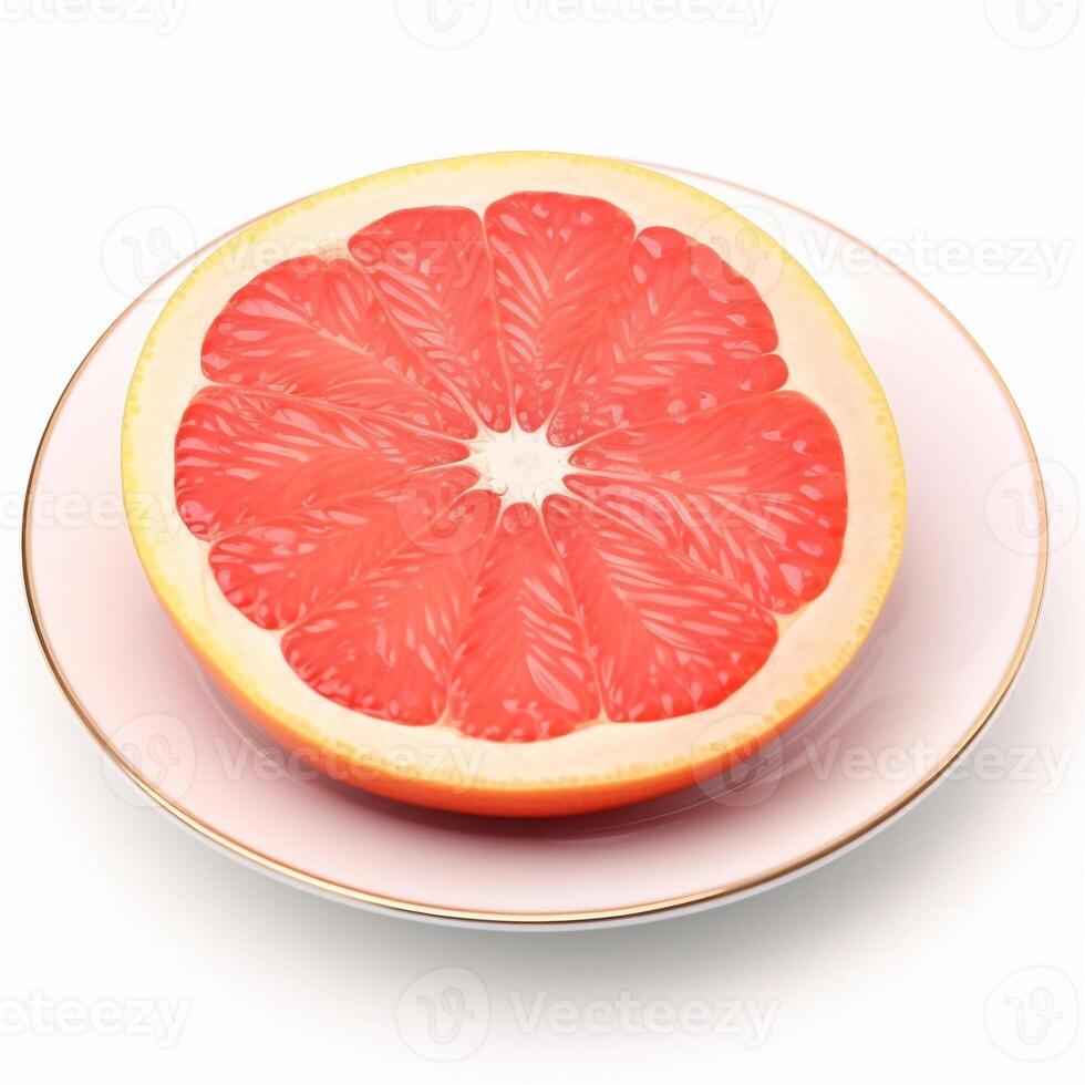 Juicy delicious grapefruit lies on beautiful plate, Ai generated photo