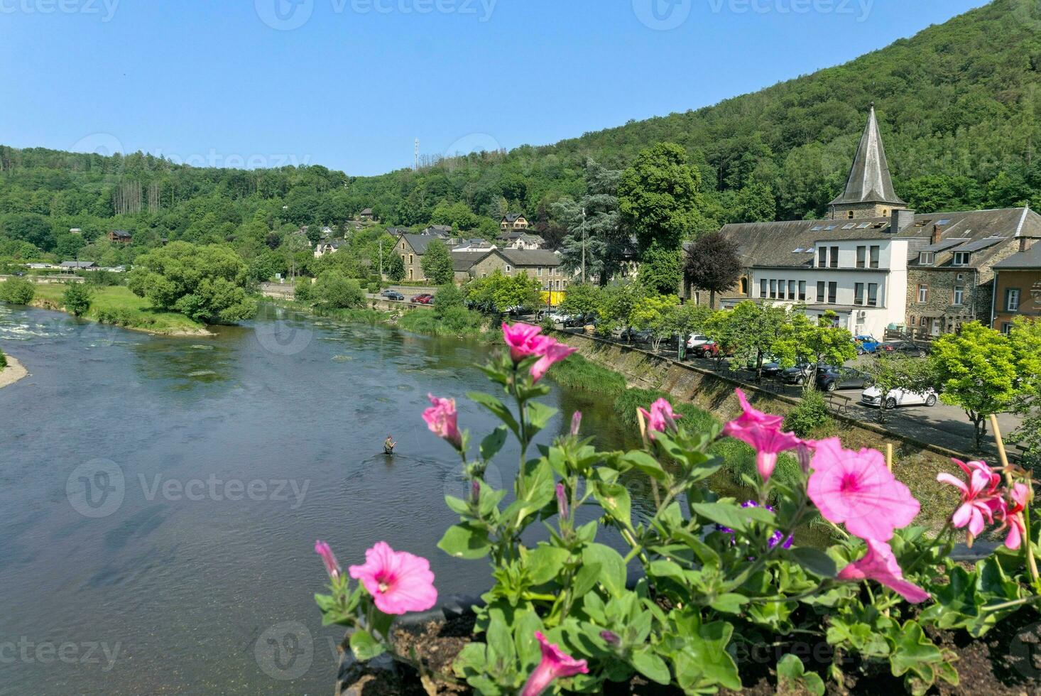 View on the Belgian village Bohan in the Ardennes at the Semois river photo