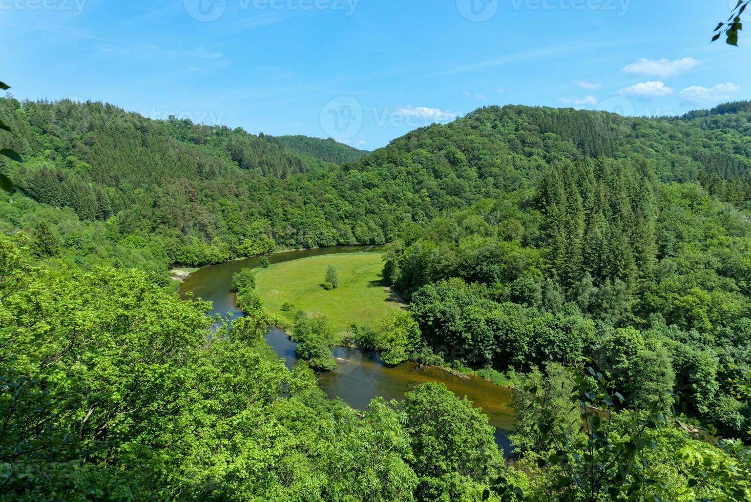 Viewpoint in the Belgian Ardennes on the hills and the Semois river photo