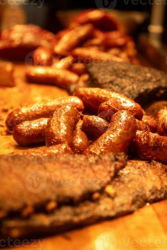 Barbeque ribs and sausage photo