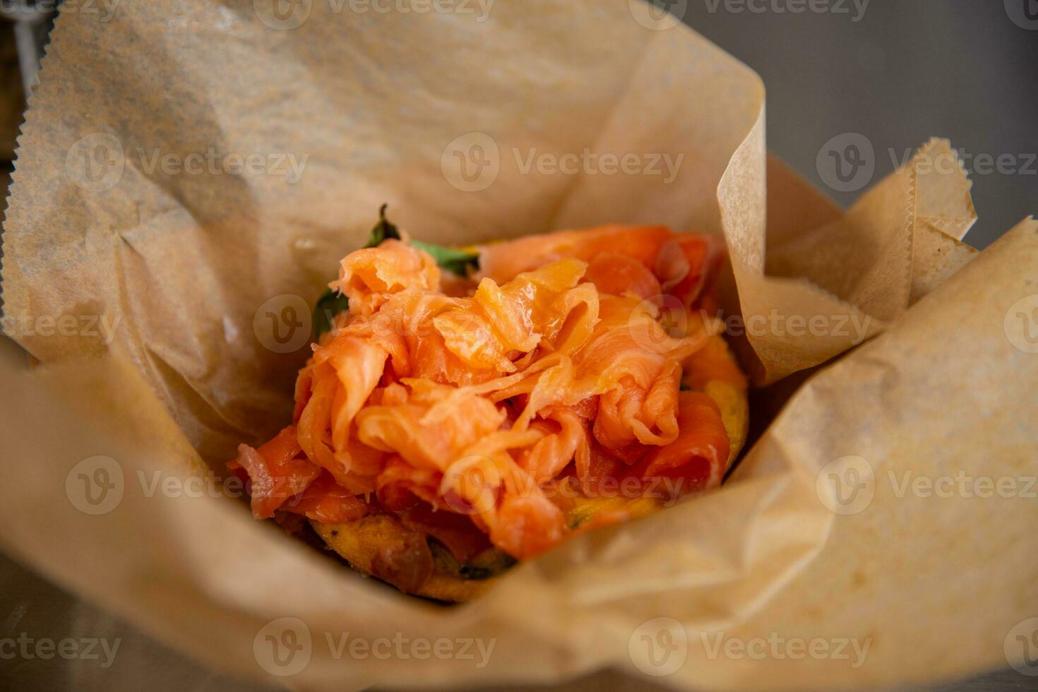 Smoked salmon on brioche photo