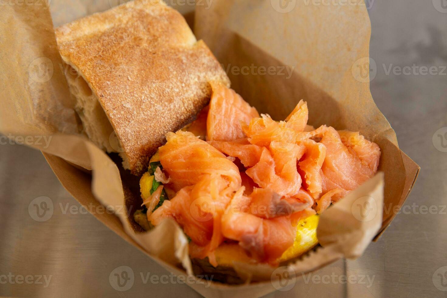 Smoked salmon on brioche photo